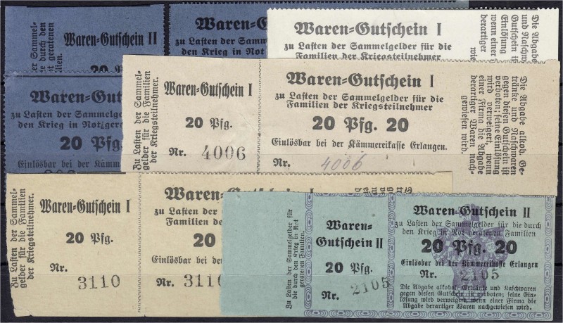 Banknoten, Deutsches Notgeld und KGL, Erlangen
7 verschiedene Warengutscheine zu...