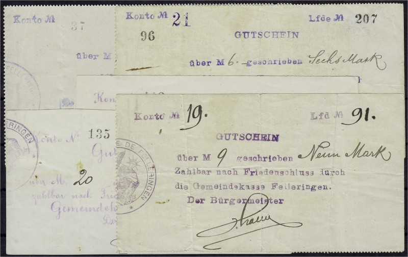 Banknoten, Deutsches Notgeld und KGL, Felleringen (Elsass)
Bürgermeister: 5 vers...