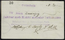 Banknoten, Deutsches Notgeld und KGL, Felleringen (Elsass)
Spar- u. Darlehnskassen-Verein: 20 Mark o.D. (1914). Laut Dießner wurden 20 Markscheine im ...