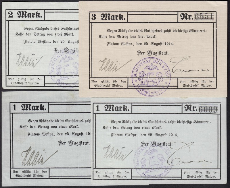 Banknoten, Deutsches Notgeld und KGL, Flatow (Westpr.)
Magistrat: 2 X 1 Mark, 2 ...
