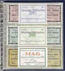Banknoten, Deutsches Notgeld und KGL, Geislingen (Württ.)
90 Scheine, meist Inflation verschiedener Ausgabestellen bis 100 Mrd. Mark 1923, dabei Alber...
