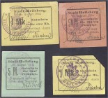 Banknoten, Deutsches Notgeld und KGL, Heilsberg (Ostpr.)
Stadt: 4 Scheine zu 5, 50 Pf. und 1 Mark 10.8.1914. Alle Scheine bei Dießner abgebildet (teil...