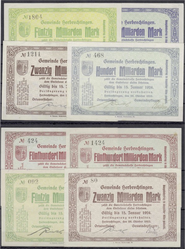 Banknoten, Deutsches Notgeld und KGL, Herbrechtingen (Württ.)
Gemeinde: 8 versch...