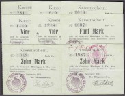 Banknoten, Deutsches Notgeld und KGL, Hirsingen (Elsass)
Gemeinde: 8 Scheine zu 1, 2, 4, 5 und 10 Mark September 1914. Dabei alle bei Dießner abgebild...