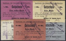 Banknoten, Deutsches Notgeld und KGL, Horst-Emscher (Westf.)
Sparkasse: 5 Scheine zu 1/2, 1, 2, 5 und 10 Mark o.D. (1914). Dabei 2 Mark mit Konto-Nr. ...