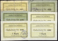 Banknoten, Deutsches Notgeld und KGL, Jaratschewo (Posen)
Kämmerei-Kasse: 6 verschiedene Scheine zu 50 Pf., 1 und 2 Mark o.D. (1914). Dabei alle bei D...