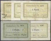 Banknoten, Deutsches Notgeld und KGL, Jastrow (Westpr.)
Magistrat: 5 Scheine zu 1/2 bis 3 Mark 1.9.1914. Auflagen teils nur 200 Stück. Dabei alle bei ...