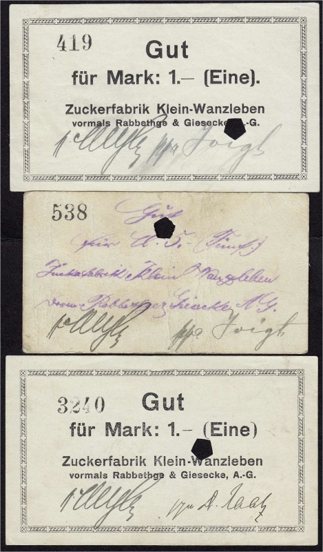 Banknoten, Deutsches Notgeld und KGL, Klein-Wanzleben (Sachsen)
Zuckerfabrik: 2 ...