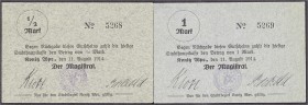 Banknoten, Deutsches Notgeld und KGL, Konitz (Westpr.)
Magistrat: 2 Scheine zu 1/2 und 1 Mark 11.8.1914. Mit je 2 handschr. Unterschriften. Auflagen j...