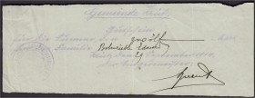 Banknoten, Deutsches Notgeld und KGL, Krüt (Elsass)
Gemeinde: hektographierter Gutschein in 6 Zeilen mit Empfänger und Datum 1914. Zwölf Mark 29. Sept...