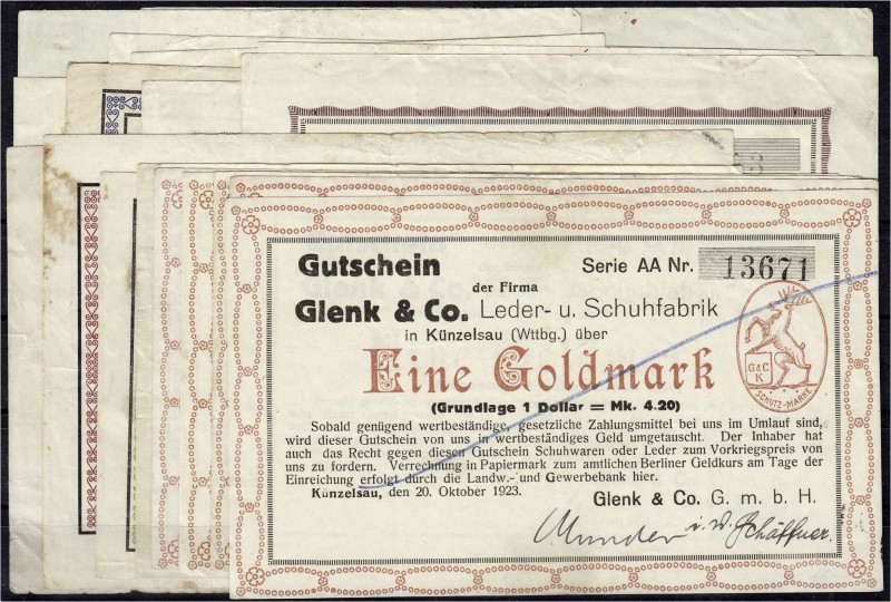 Banknoten, Deutsches Notgeld und KGL, Künzelsau (Württ.)
19 Scheine: 14 X Inflat...