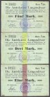 Banknoten, Deutsches Notgeld und KGL, Langendreer (Westf.)
Amtskasse: 3 Scheine zu 1, 3 und 5 Mark 11.8.1914. Alle mit Stempel "Amt Langendreer" und "...