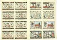 Banknoten, Deutsches Notgeld und KGL, Leer (Ostfriesland)
Stahlhelm, Bund der Frontsoldaten: Druckbogen zu 8 X 50 und 8 X 75 Pf. 1921. (4 X komplette ...