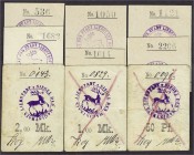 Banknoten, Deutsches Notgeld und KGL, Liebstadt (Ostpr.)
Magistrat: 9 Scheine zu 50 Pf., 1, 2 und 3 Mark o.D. (1914). Dabei alle bei Dießner abgebilde...