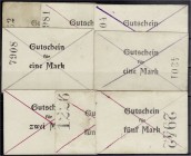 Banknoten, Deutsches Notgeld und KGL, Lipine (Schlesien)
Landgemeinde: 8 Scheine zu 1/2, 1, 2 und 5 Mark o.D. (1914) und 29.9.16. U.a. 1/2 Mark unentw...