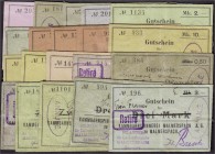 Banknoten, Deutsches Notgeld und KGL, Malmerspach (Elsass)
Kammspinnerei Malmerspach A.G. 20 Scheine auf mit Papier belegtem Kattun o.D. (1914). Alles...
