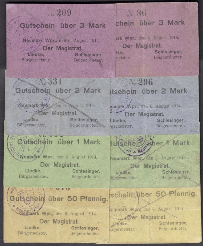 Banknoten, Deutsches Notgeld und KGL, Neumark (Westpr.)
Magistrat: 8 Scheine von...