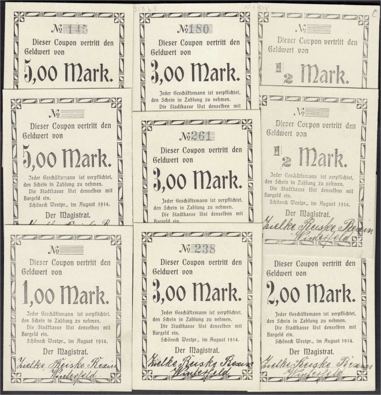 Banknoten, Deutsches Notgeld und KGL, Schöneck (Westpr.)
Magistrat: 10 verschied...