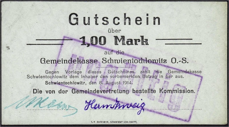 Banknoten, Deutsches Notgeld und KGL, Schwientochlowitz (Oberschlesien)
Komissio...