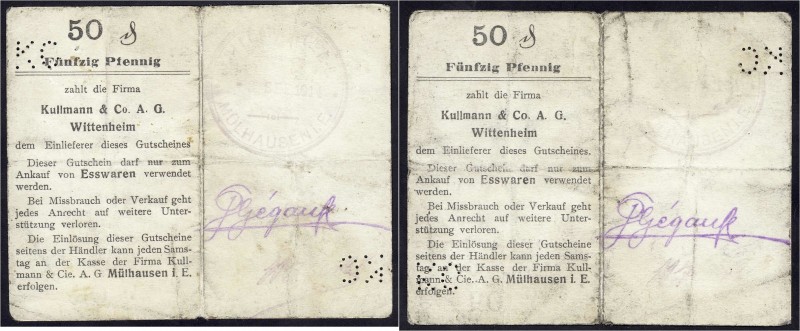 Banknoten, Deutsches Notgeld und KGL, Wittenheim (Elsass)
Kullmann & Co. A.G.: 5...
