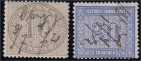 Briefmarken, Deutschland, Deutsches Reich
Freimarken für den Innendienst 1872, saubere Federzugentwertung, gute Gesamterhaltung, geprüft M. Sommer BPP...