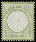 Briefmarken, Deutschland, Deutsches Reich
1/3 Groschen 1872, großer Brustschild, postfrisch mit Originalgummi, Luxuserhaltung. Fotobefund Sommer BPP >...