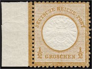 Briefmarken, Deutschland, Deutsches Reich
1/2 Groschen 1872, großer Brustschild, postfrisch mit Originalgummi aus ehemaligem Viererblock, Luxuserhaltu...