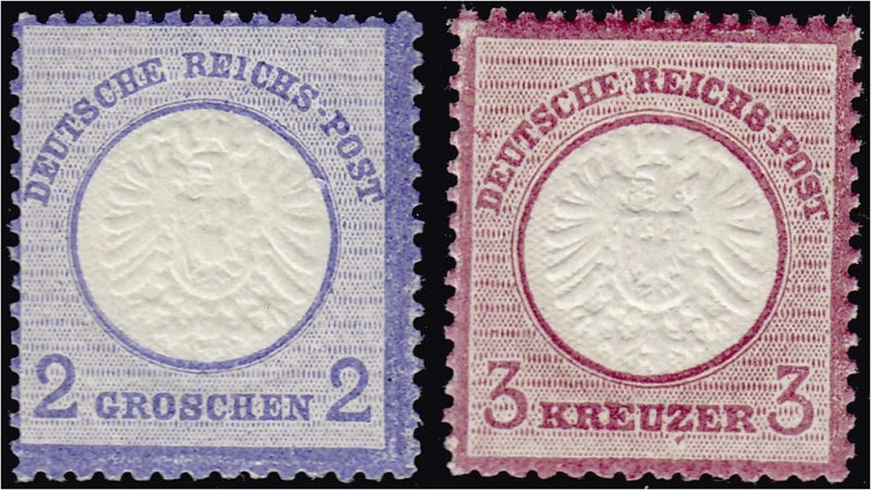 Briefmarken, Deutschland, Deutsches Reich
2 Groschen + 3 Kreuzer 1872, großer Br...