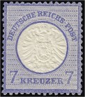 Briefmarken, Deutschland, Deutsches Reich
7 Kreuzer 1872, großer Brustschild, postfrisch mit Originalgummi aus ehemaligem Viererblock, Luxuserhaltung....