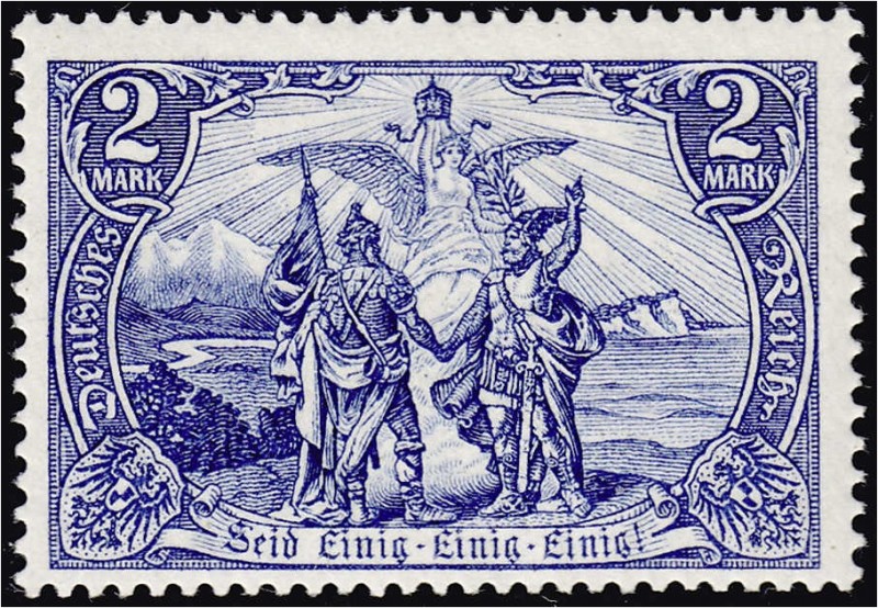 Briefmarken, Deutschland, Deutsches Reich
2 Mark 1902, gotische Inschrift, postf...
