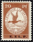 Briefmarken, Deutschland, Deutsches Reich
20 Pfennig E.EL.P. 1912, postfrische Luxuserhaltung, geprüft Brettl. Mi. 450,-€. **