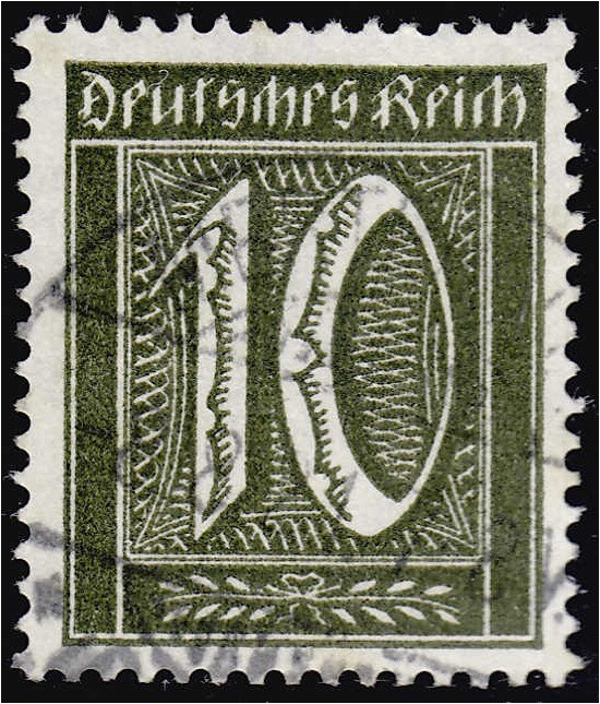 Briefmarken, Deutschland, Deutsches Reich
10 Pfennig 1921, Wasserzeichen 1, Farb...
