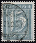 Briefmarken, Deutschland, Deutsches Reich
15 Pfennig 1921, Wasserzeichen 2, sauber gestempelt, Luxuserhaltung, tiefst geprüft Dr. Oechsner BPP. gestem...