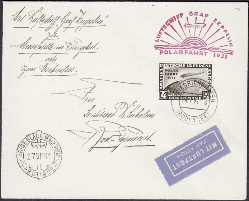 Briefmarken, Deutschland, Deutsches Reich
4 M Polarfahrt 1931, sauberer Brief ab...