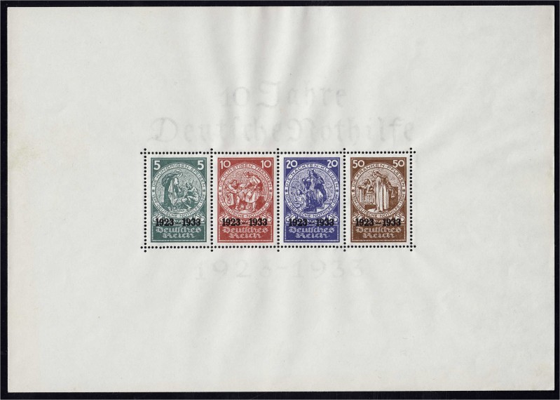 Briefmarken, Deutschland, Deutsches Reich
Nothilfe-Block 1933, ungebraucht in Or...