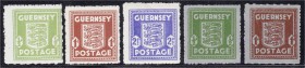 Briefmarken, Deutschland, Deutsche Kolonien und Nebengebiete, Deutsche Besetzungsausgaben 1939-1945
Kanalinseln/Guernsey 1941/42, 5 Werte in postfrisc...