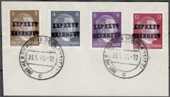 Briefmarken, Deutschland, Deutsche Kolonien und Nebengebiete, Deutsche Lokalausgaben
Herrnhut, 1945 Freimarken, 3 Pfg., 4 Pfg., 6 Pfg. und 12 Pfg. ges...