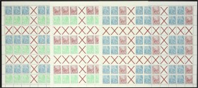 Briefmarken, Deutschland, Deutsche Demokratische Republik
Fünfjahresplan 1957, drei postfrische Markenheftchenbögen. Mi. 910,-€. **