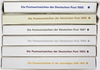 Briefmarken, Deutschland, Deutsche Demokratische Republik
6 Ersttagsblatt-Jahressammlungen 1985 bis 1990 der Deutschen Post DDR, komplett. Michel 1.11...