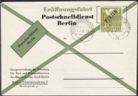 Briefmarken, Deutschland, Berlin
1 M Schwarzaufdruck 1948, sauber auf unbeschrifteten FDC zur Eröffnung des Postschnelldienstes (1.3.49). Mi. 750,-€....