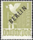 Briefmarken, Deutschland, Berlin
1 M Schwarzaufdruck 1948, postfrisch mit Plattenfehler "VII N oben verdünnt", neues (2020) Fotoattest Schlegel BPP >e...