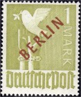 Briefmarken, Deutschland, Berlin
1 M Rotaufdruck 1949, postfrisch mit Plattenfehler "VII N oben verdünnt", neues (2020) Fotoattest Schlegel BPP >einwa...
