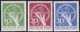 Briefmarken, Deutschland, Berlin
Währungsgeschädigte 1949, postfrischer Satz in Luxuserhaltung, jeder Wert bestens geprüft Schlegel BPP. Mi. 350,-€. *...