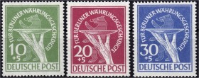 Briefmarken, Deutschland, Berlin
Währungsgeschädigte 1949, kompletter Satz in postfrischer Erhaltung, jeder Wert geprüft Schlegel BPP. Mi. 350,-€. **...