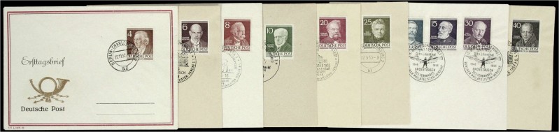 Briefmarken, Deutschland, Berlin
Berühmte Männer 1952, komplette Serie auf 8 sau...