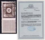 Briefmarken, Deutschland, Alliierte Besetzung (Sowjetische Zone Allgemein)
10 Pfg. dunkelsiena 1945, linienförmiger Durchstich 9 3/4 - 10 vom Postamt ...