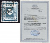 Briefmarken, Deutschland, Alliierte Besetzung (Sowjetische Zone Allgemein)
20 Pf. schwärzlichblaugrau 1945, linienförmiger Durchstich 10 vom Postamt P...