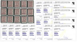 Briefmarken, Deutschland, Alliierte Besetzung (Sowjetische Zone Allgemein)
15 Pfg. lebhaftbraunkarmin 1945, steigendes Wasserzeichen, 15 Stück tadello...