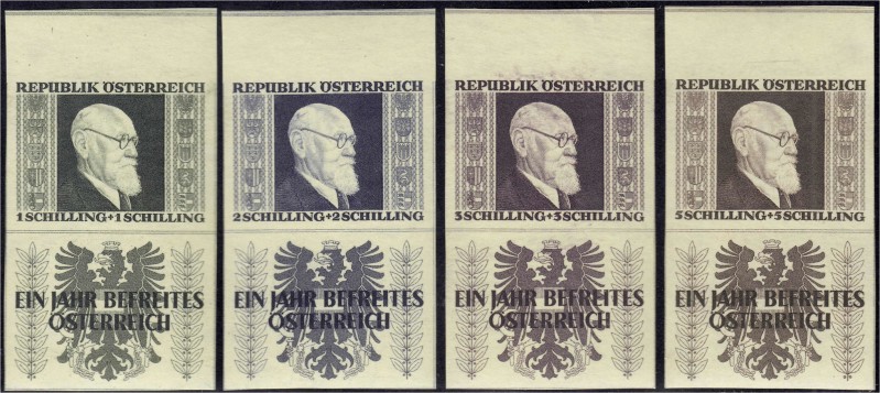 Briefmarken, Ausland, Österreich
Karl Renner 1946, ungezähnt mit Wappensteg, pos...