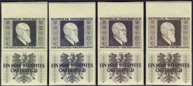 Briefmarken, Ausland, Österreich
Karl Renner 1946, ungezähnt mit Wappensteg, postfrische Luxuserhaltung. Mi. 320,-€. **